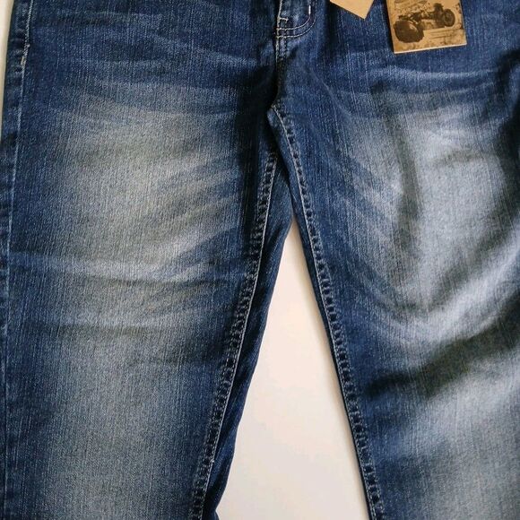 GS115 Men's Streetwear Urban Blue Jean Size 36 Distressed Medium Wash Zip Button - Picture 4 of 16